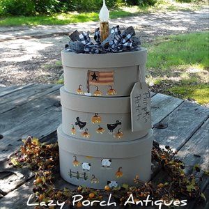 Country Prim *Nesting Boxes* Rustic Decor *PUMPKIN